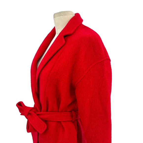 J. Crew Camille Short Boiled Wool Wrap Coat In Bright‎ Red Size XXS - Picture 6 of 13